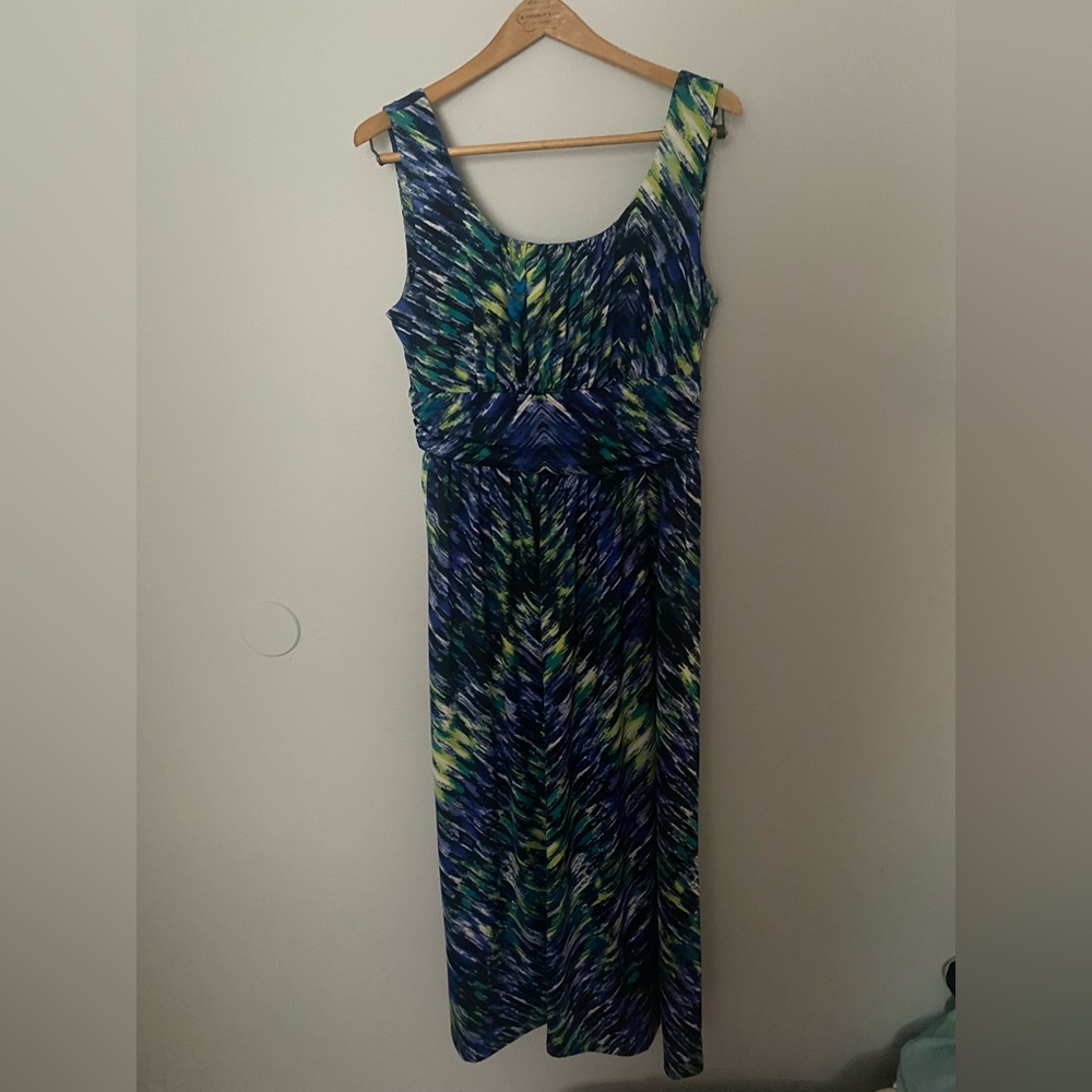 AB Studio Green & Blue Sleeveless Maxi Dress Size Large